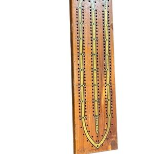 “Vintage Handmade Wooden Cribbage Board – Seward Alaska Folk Art – 3 Track”